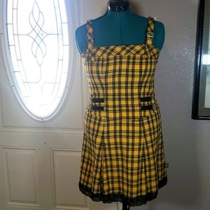 Vintage 90's Tripp NYC - SZ: L - Yellow tartan plaid dress